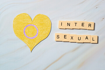 Heart with intersex flag drawn. Pride, equality and rights.