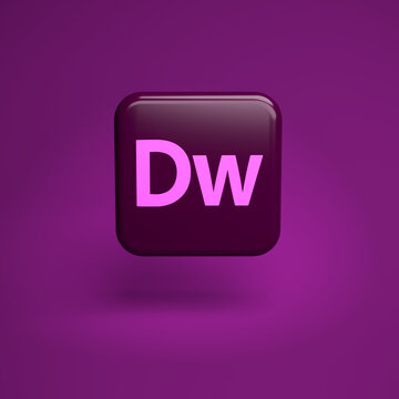 Logo of the web development and editing tool Adobe Dreamweaver hovering over a seamless background