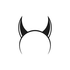 Devil horns head gear icon. Vector. Flat design.