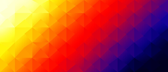 abstract background made up of triangles Color gradation from purple to red to yellow.