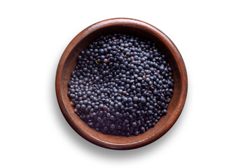  Beluga Linsen in einer Holzschale     Schwarze Linsen 