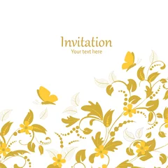 Gardinen elegant invitation card with golden border of floral ornament an © Aloksa