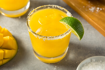 Boozy Cold Mango Margarita Cocktail