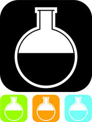 Erlenmeyer flask with chemical solution. Chemical laboratory equipment vector icon isolated on white