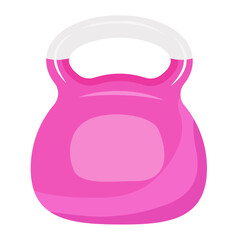 Pink kettlebell semi flat color vector object. Sporting equipment. Sports gear. Fitness tool. Full sized item on white. Simple cartoon style illustration for web graphic design and animation