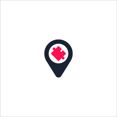 Puzzle vector icon. White and black web pointer for webdesign and smartphone applications.