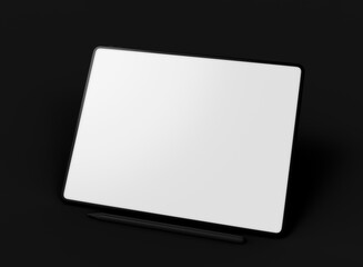 3d Digital Pen with Tablet Mockup on Black Background