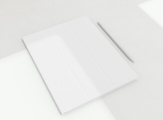 3d Digital Pen with Tablet Case Mockup with Shadow