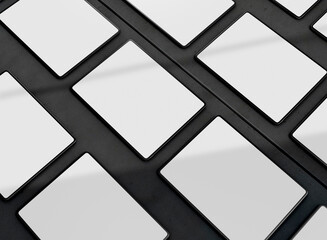 3d Array of Vertical Tablet Screens Mockup on Black Concrete Background