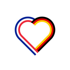 friendship concept. heart outline icon of france and germany flags. vector illustration isolated on white background