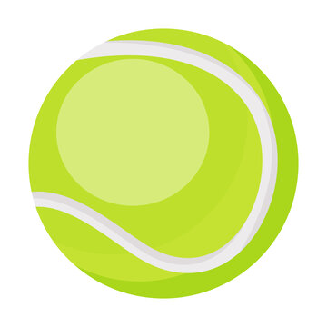 Tennis ball semi flat color vector object. Sporting equipment. Sports gear. Fitness tool. Full sized item on white. Simple cartoon style illustration for web graphic design and animation