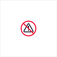 Eye-catching warning triangle icon with centered exclamation mark and red crossed-out circle symbol. Bold design for alerts and cautions, conveying a strong 'no entry' message.