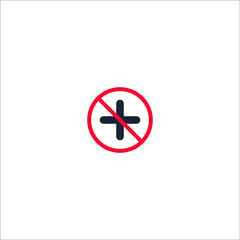 Obraz premium Plus and prohibition sign on white. No first aid available sign