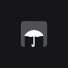 Umbrella rain vector design isolated in black background.