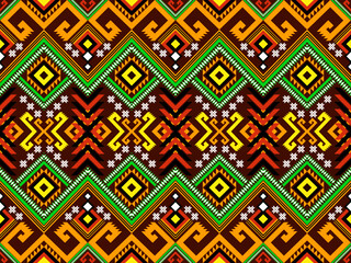 Ikat geometric folklore ornament. Tribal ethnic vector texture. Seamless striped repeat pattern embroidery. Indian, Scandinavian, Mexican, folk native for print, interior, fashion vector