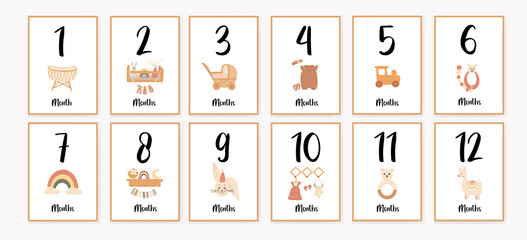 Children's cards for the first 12 months of a child is life. Gifts for a boy or a girl for the first year of a child is life. Capture all the special moments of the baby s first year of life