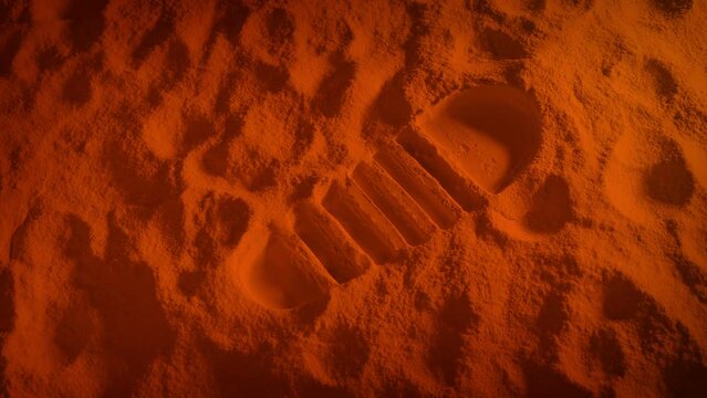 Astronaut Footprints On Mars Space Colony