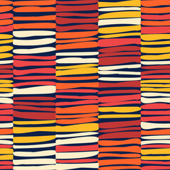 Tribal earth colored seamless pattern. Abstract ethnic woven textile technique vector print. African style colorful background