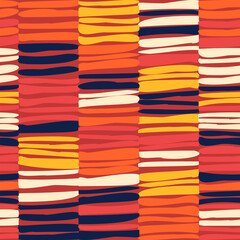 Tribal earth colored seamless pattern. Abstract ethnic woven textile technique vector print. African style colorful background
