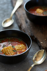 American-style corn and tomato soup