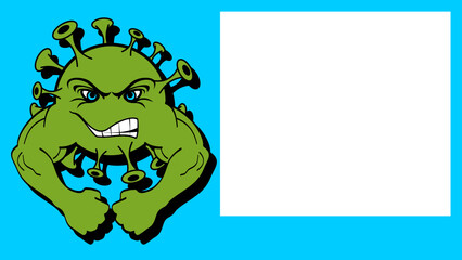 angry covid omicron cartoon picture frame background in vector format