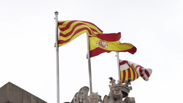 Flags of Spain and Catalonia Together