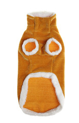 Stylish dog clothes isolated on white, top view