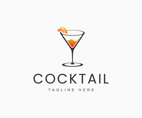 Cocktail glass logo design. Cocktail bar logo design vector template. Cocktail vector glass icon