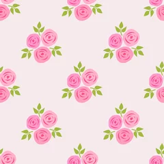 Papier Peint photo Des fleurs Fleur rose rose dessiné à la main simple isolé sur fond blanc est en modèle sans couture - illustration vectorielle