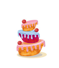 
Beautiful, appetizing, festive cake with colored icing and cherries. Use for children's books, notebooks, covers, for background design..jpg