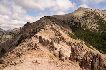 Trekking in Patagonia. View of Bella Vista hill rocky mountaintop in Bariloche, Argentina.