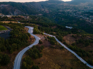 Fototapeta na wymiar aerial view of roads in greece thessaly mountains