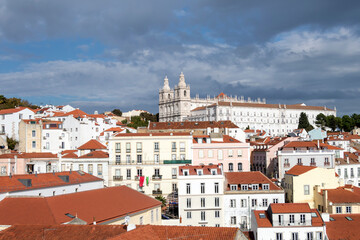 Monastery of Saint Vincent de Fora and panoramic view of Lisbon city center, Lisbon, Portugal