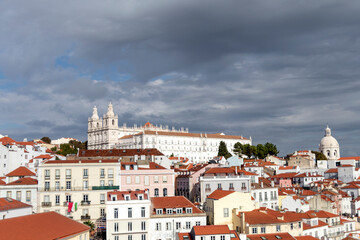 Naklejka na ściany i meble Monastery of Saint Vincent de Fora and panoramic view of Lisbon city center, Lisbon, Portugal