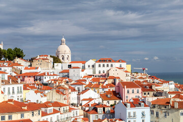 National Pantheon located in the Alfama neighborhood, Lisbon historical monument, iconic landmark in Portugal, Europe
