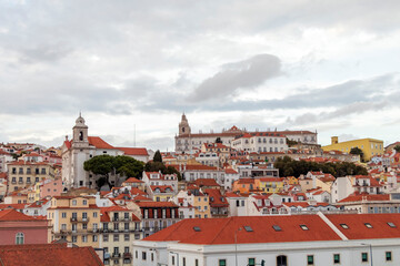 Fototapeta na wymiar Monastery of Saint Vincent de Fora and panoramic view of Lisbon city center, Lisbon, Portugal