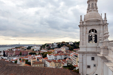 Fototapeta na wymiar Monastery of Saint Vincent de Fora and panoramic view of Lisbon city center, Lisbon, Portugal