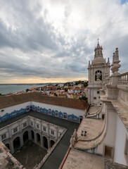 Viewpoint on the roof of Monastery of Sant Vincent Outside the Walls, or Iglesia de Sao Vicente de Fora in Lisbon, Portugal
