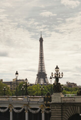 Fototapeta na wymiar Paris - Eiffel Tower View with Bridge in Foreground