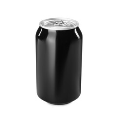 Black can of energy drink isolated on white