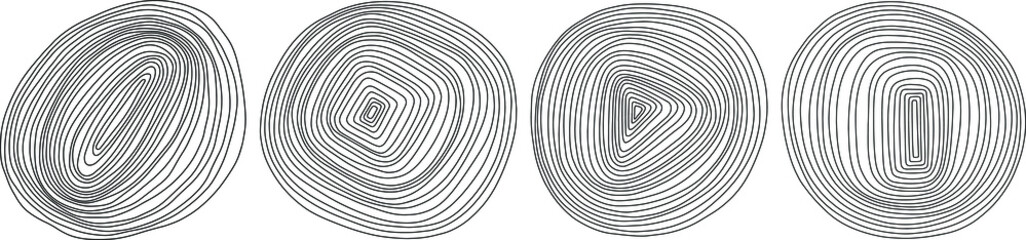 Abstract tree rings. Vector topographic map concept. Seamless background. Thin black lines on white