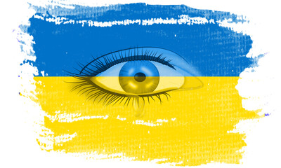 Ukranische Flagge mit weinendem Auge
