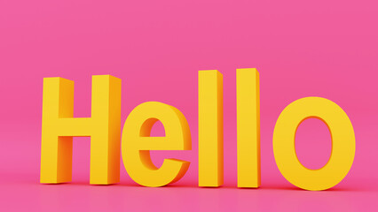 Hello Welcome text. Isolated poster in cartoon design. 3d rendering.
