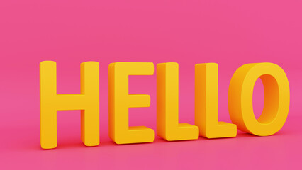Hello Welcome text. Isolated poster in cartoon design. 3d rendering.
