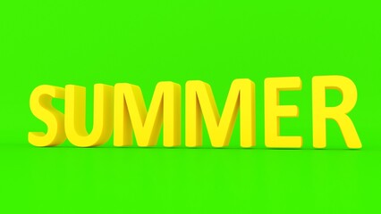 Summer text. Isolated poster in cartoon design. 3d rendering.
