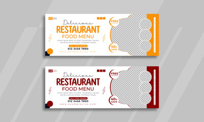Food and Restaurant facebook cover banner social media promotional template design - obrazy, fototapety, plakaty