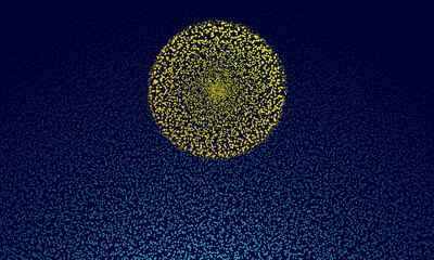 Yellow dots over dark blue background.