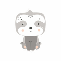 Cute sloth character kids vector illustration