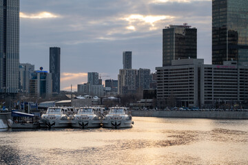 Sunset in the industrial area of the metropolis.