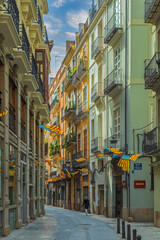 Picturesque street, Calle de la Tertulia, Valencia, Spain